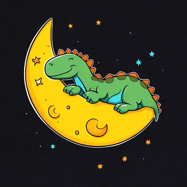 Dinosaur Sleeping On The Moon by MordaxFurittus